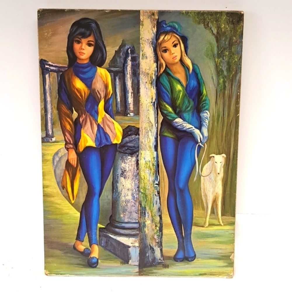 Mid Century EDEN “BIG EYE" HARLEQUIN MOPPET SERIES  print on pressboard